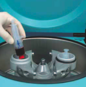Placing the blood into the centrifuge