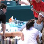 Caroline Wozniacki injures her ankle at the Family Circle Cup