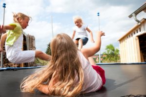 Multiple jumpers on a trampoline at one time increases the risk for trampoline injuries.
