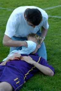 Head injury in soccer from dirty play