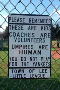 Good sportsmanship sign at youth sports field