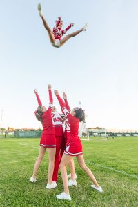Cheerleading injuries can occur from a basket toss