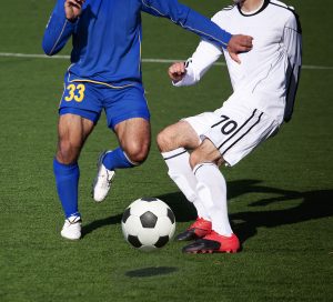 A patellar tendon tear can occur in soccer.