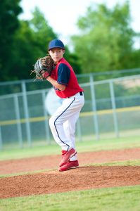 Youth pitcher facing forward