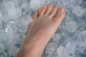Foot on ice
